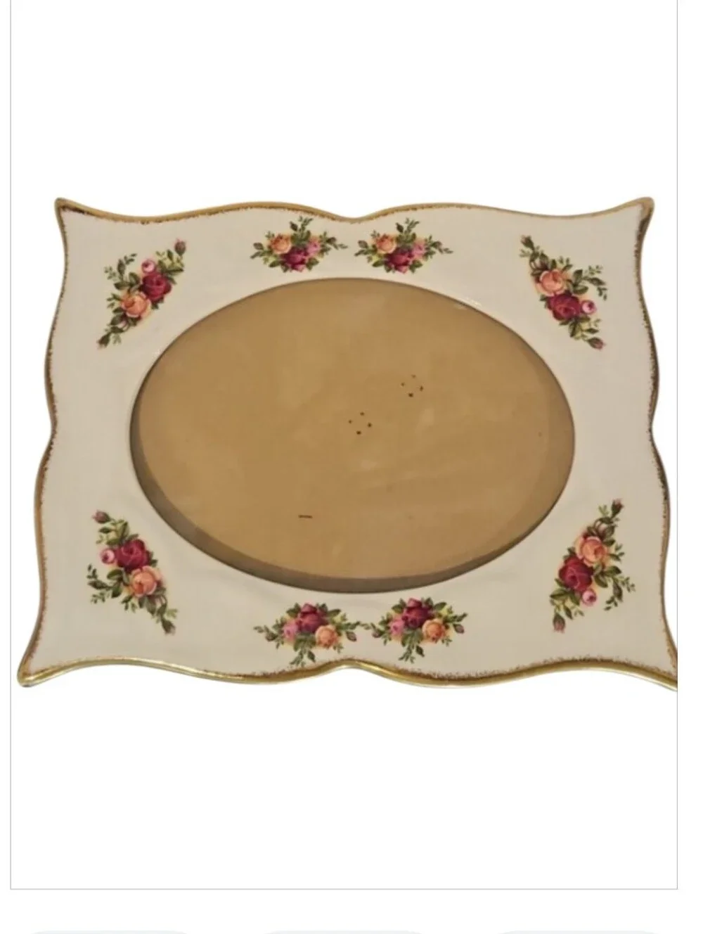 Vintage Royal Albert Old Country Roses Scalloped China Picture Frame - England